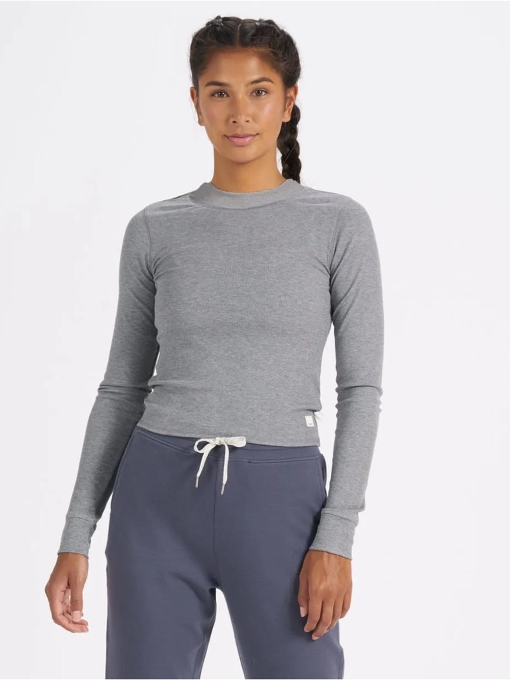 Vuori Mudra Fitted Long-Sleeved Ribbed Tee Gray Small